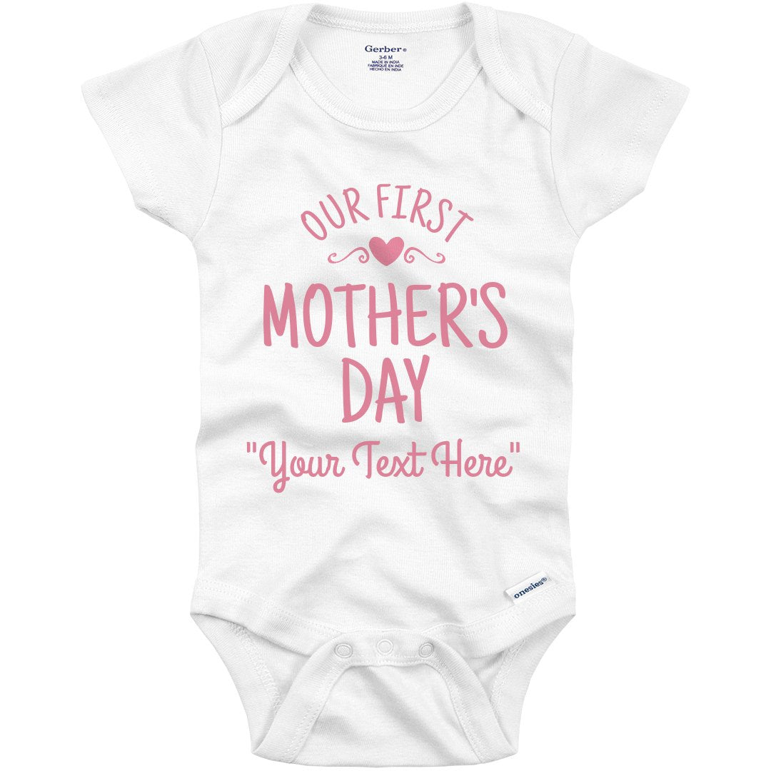 Personalized Baby Onesie Our First Mother's Day Heart
