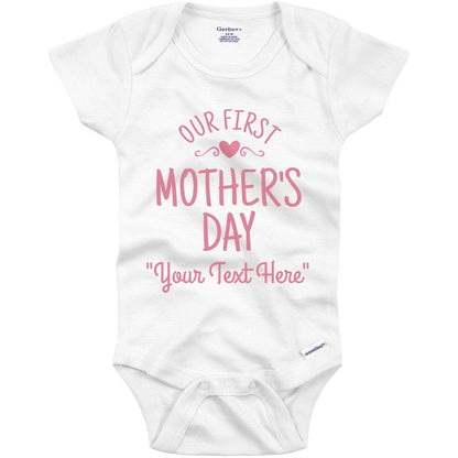 Personalized Baby Onesie Our First Mother's Day Heart