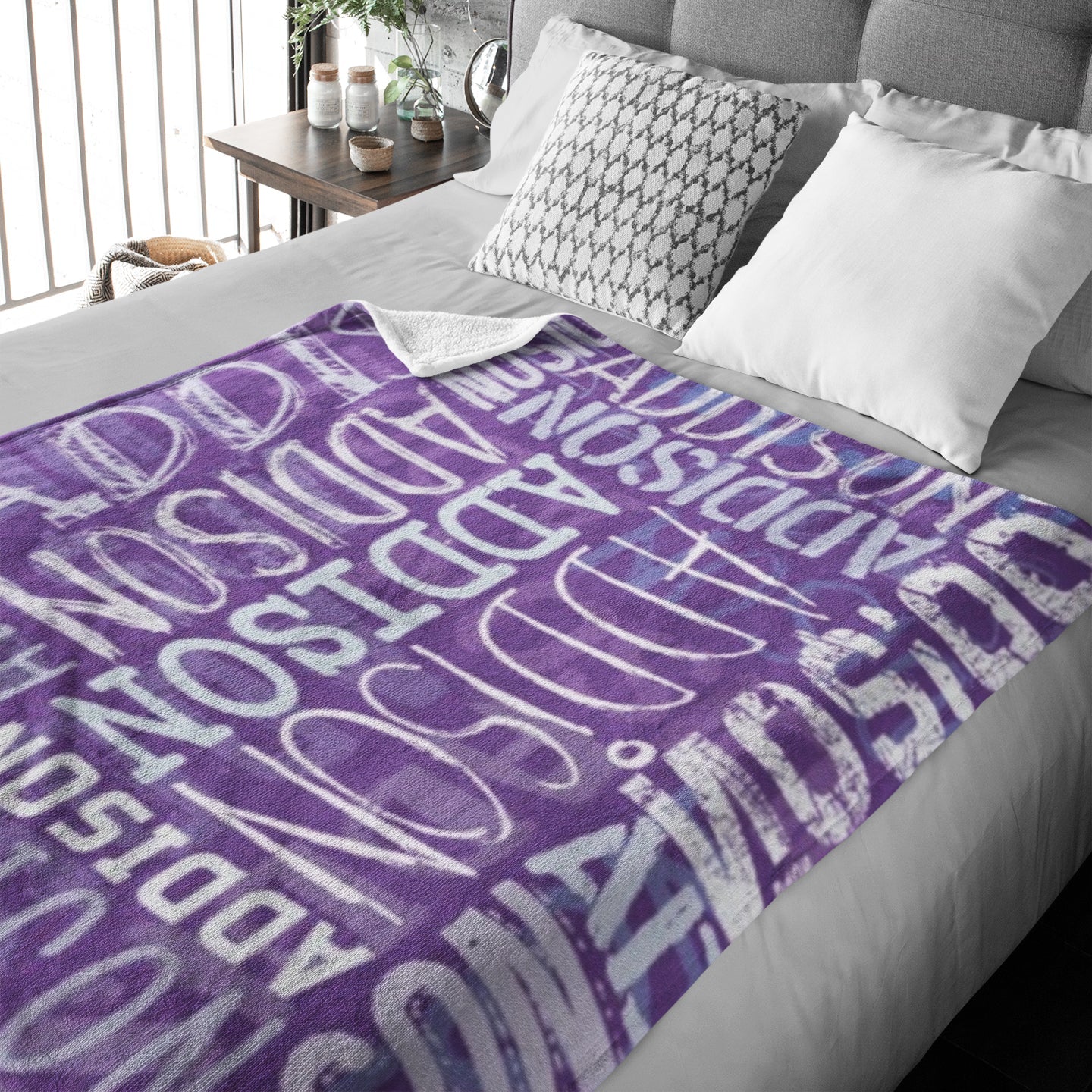Personalized Name Word Art Multi Colors Fleece Blanket
