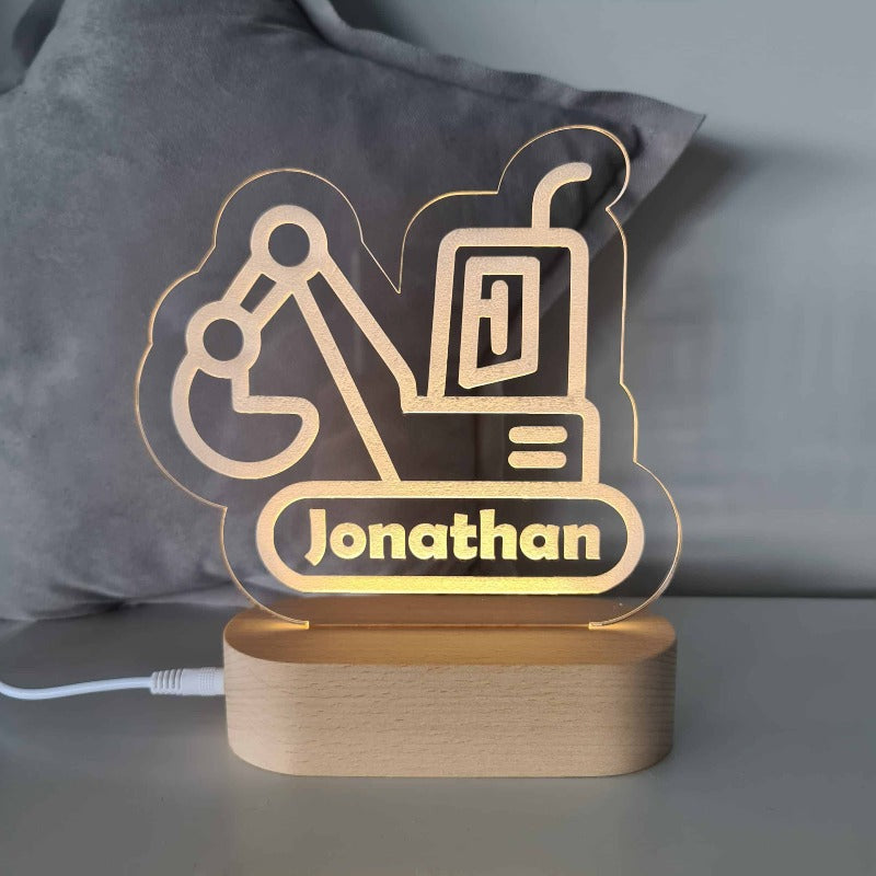Personalized Tools Car Wood-base Night Light Digger