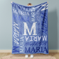 Personalized Name With Initial Word Art Multi Colors Fleece Blanket
