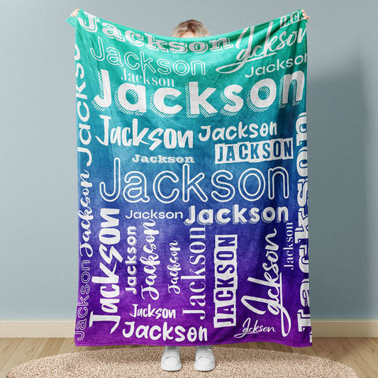 Personalized Name Fade Out Word Art Multi Colors Fleece Blanket
