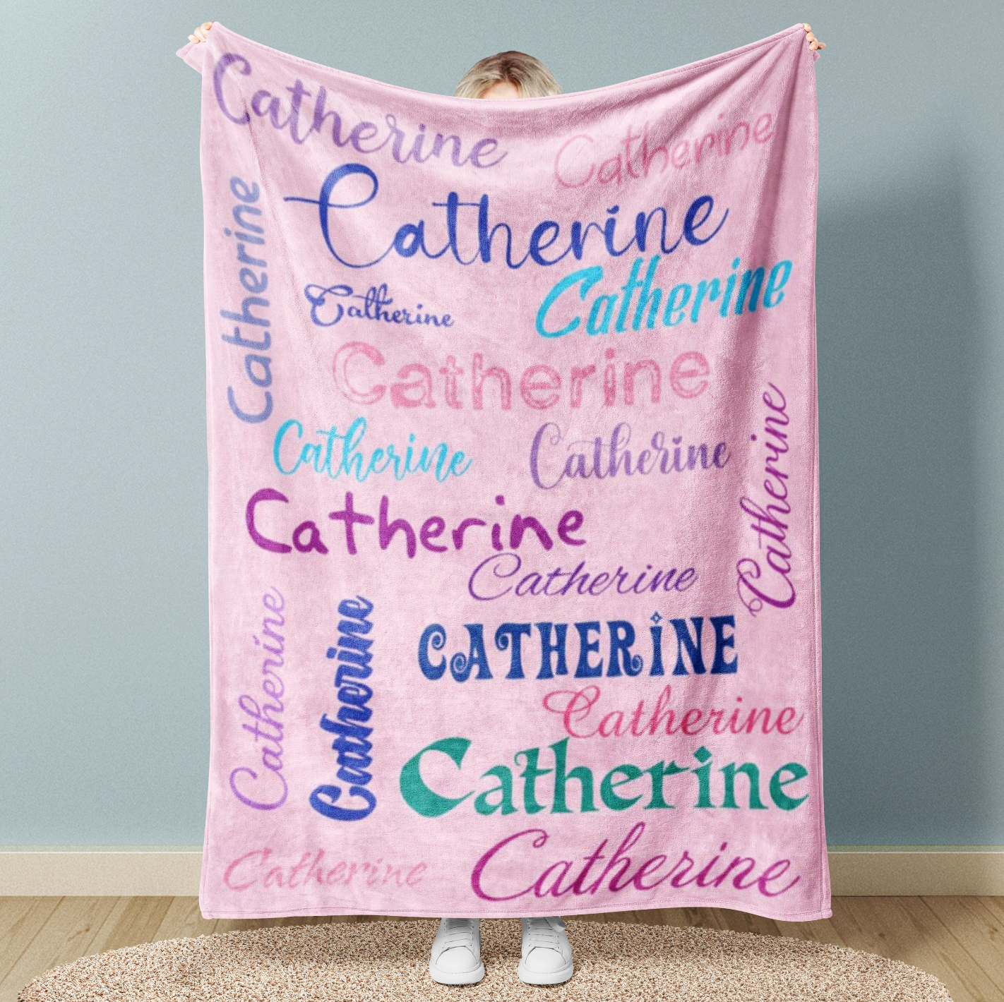 Personalized Name Arrange Word Art Multi Colors Fleece Blanket