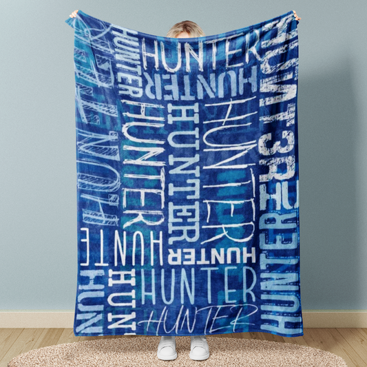 Personalized Name Word Art Multi Colors Fleece Blanket
