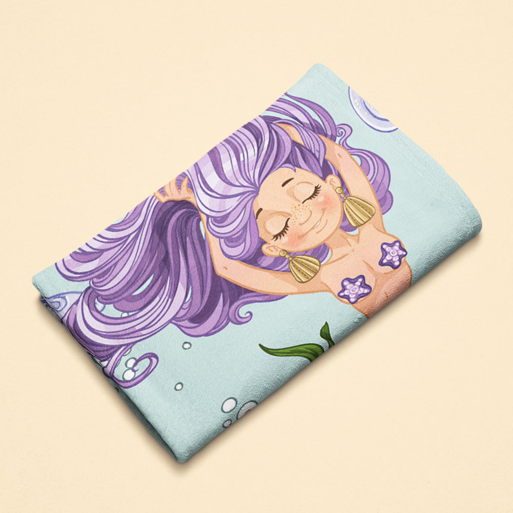 Personalized Kids Microfiber Beach Towel My Favorite Mermaid