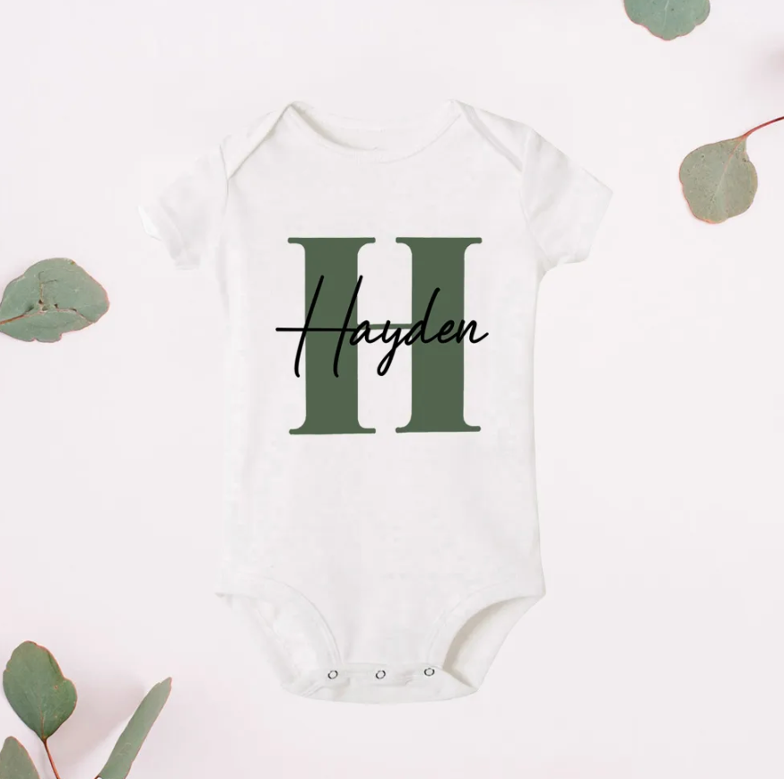 Personalized Baby Onesie Initial With Name