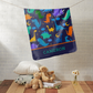 Custom Name Fleece Dinosaur At Night Blue Orange Blanket