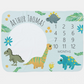 Custom Name Fleece Jungle Blue T-Rex Dinosaur Milestone Blanket