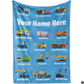 Personalized Minky Swaddle Blanket Name With Multi Style Constructions Blue