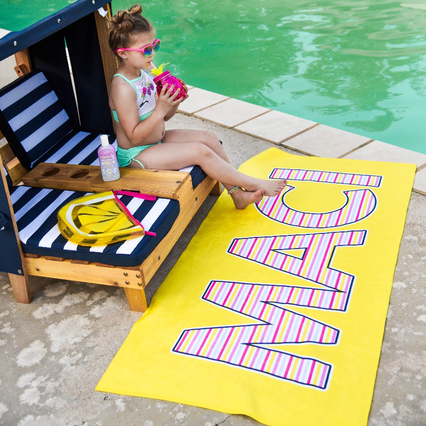 Personalized Beach Towel Striped Letters