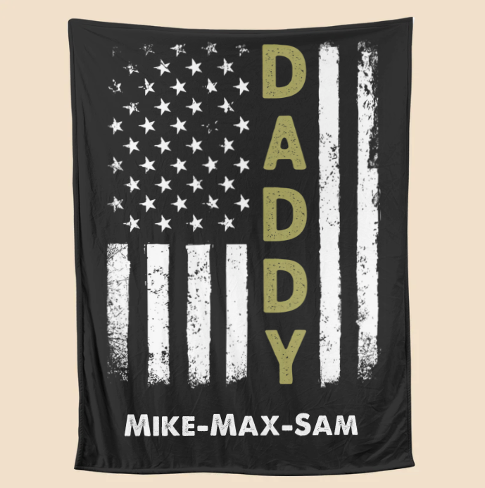 Personalized  Fathers Day Blanket Stars