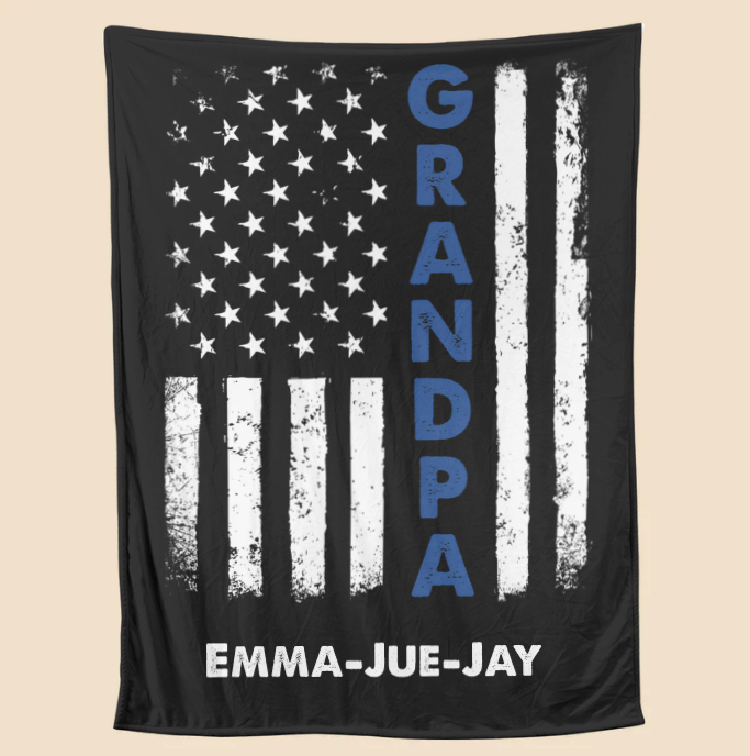 Personalized  Fathers Day Blanket Stars