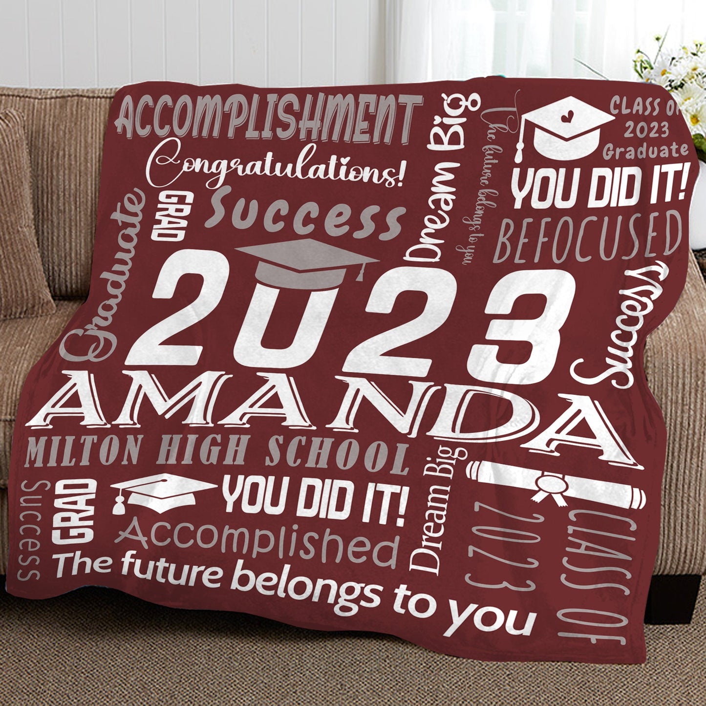 Personalized Graduation Blanket Words Art