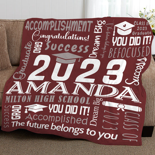 Personalized Graduation Blanket Words Art