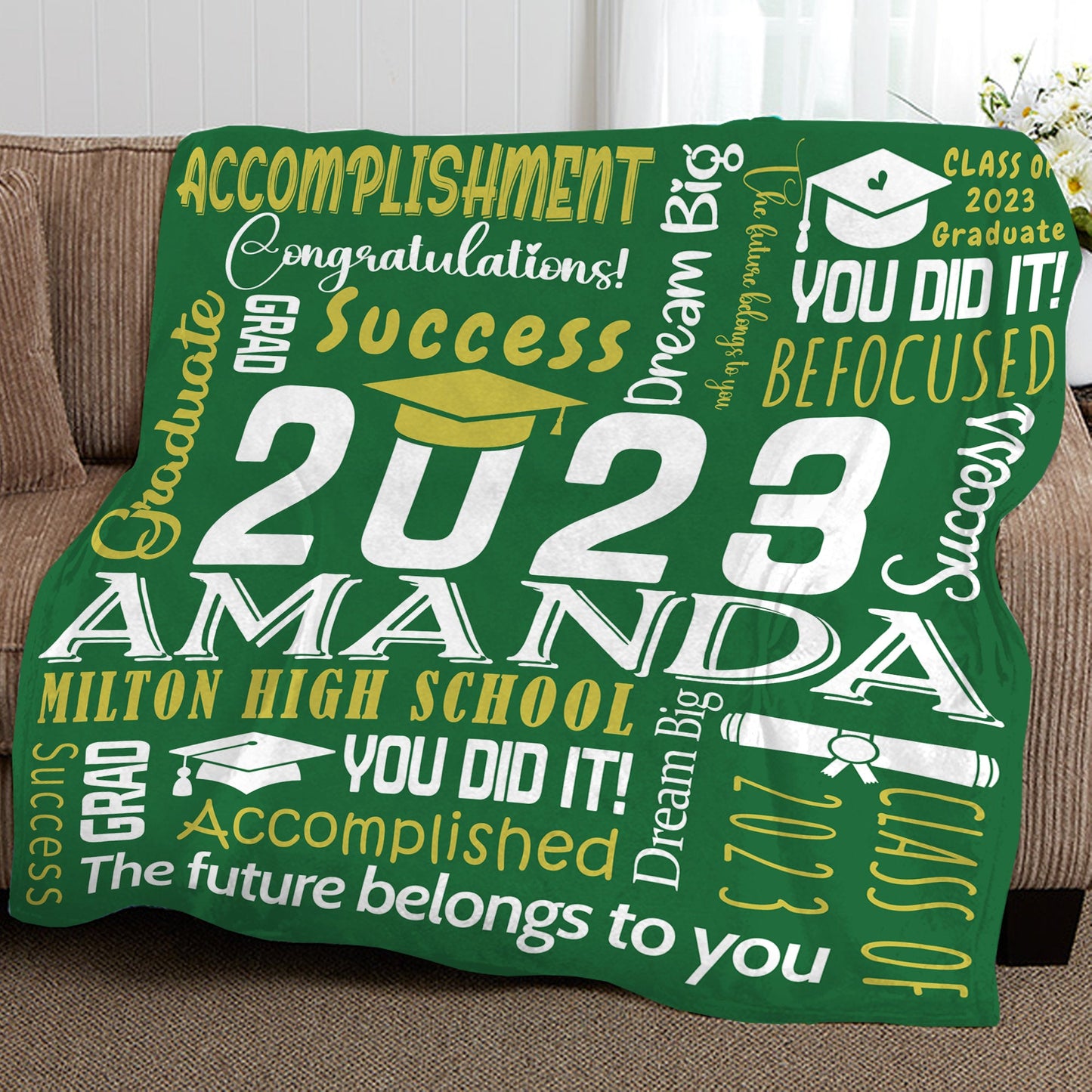 Personalized Graduation Blanket Words Art