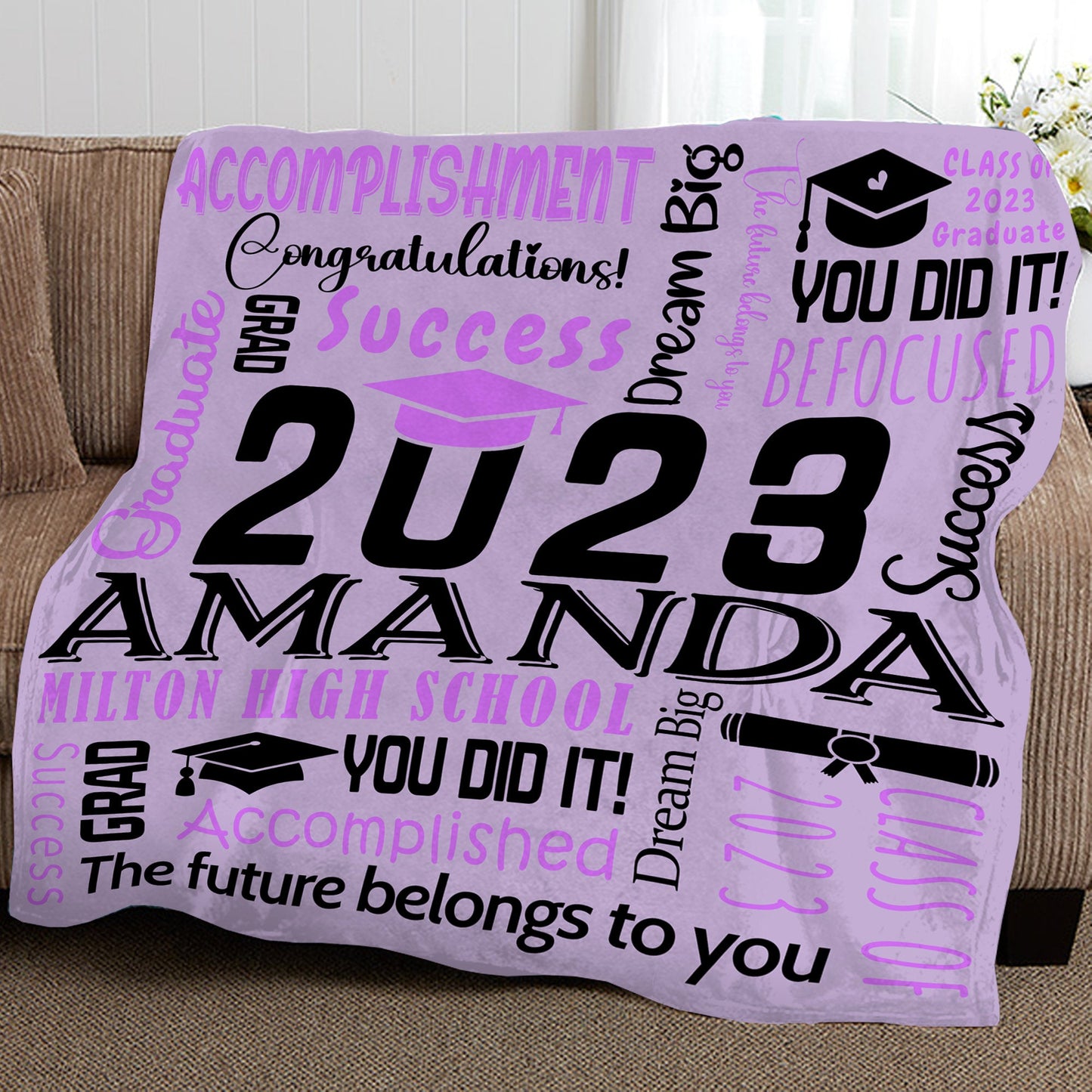 Personalized Graduation Blanket Words Art