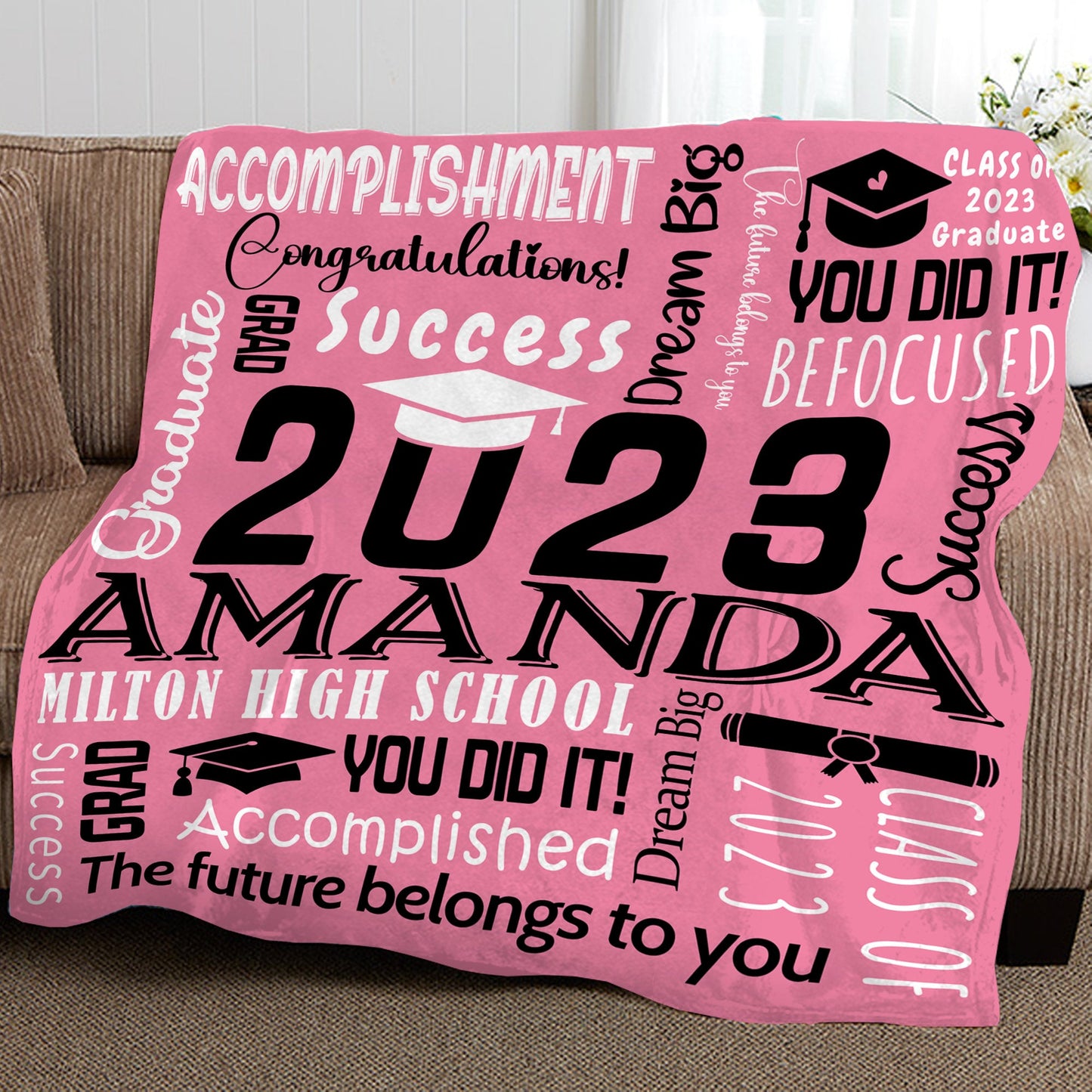 Personalized Graduation Blanket Words Art