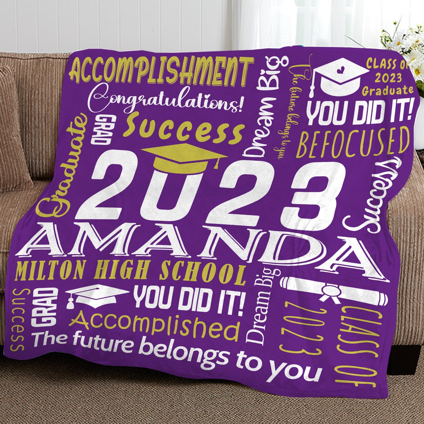 Personalized Graduation Blanket Words Art