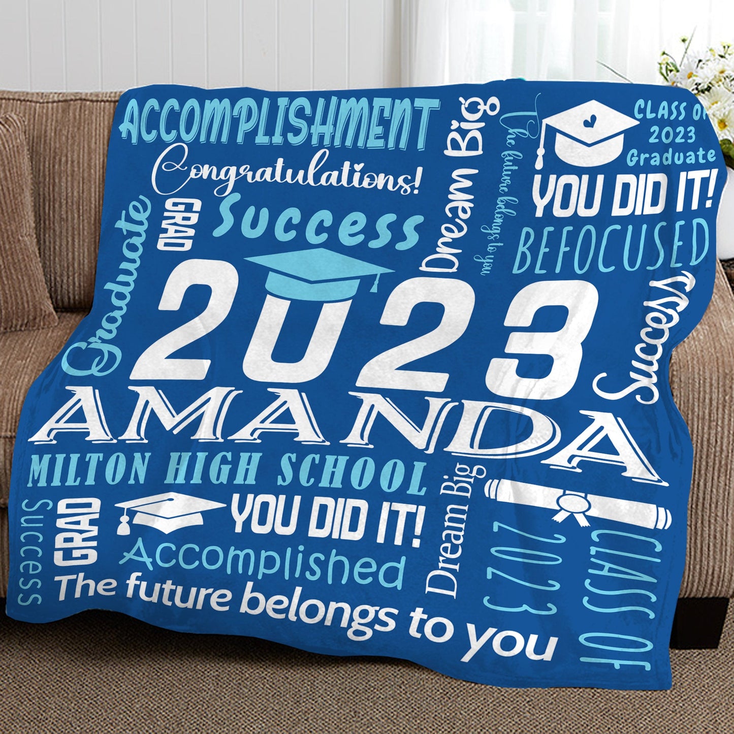 Personalized Graduation Blanket Words Art