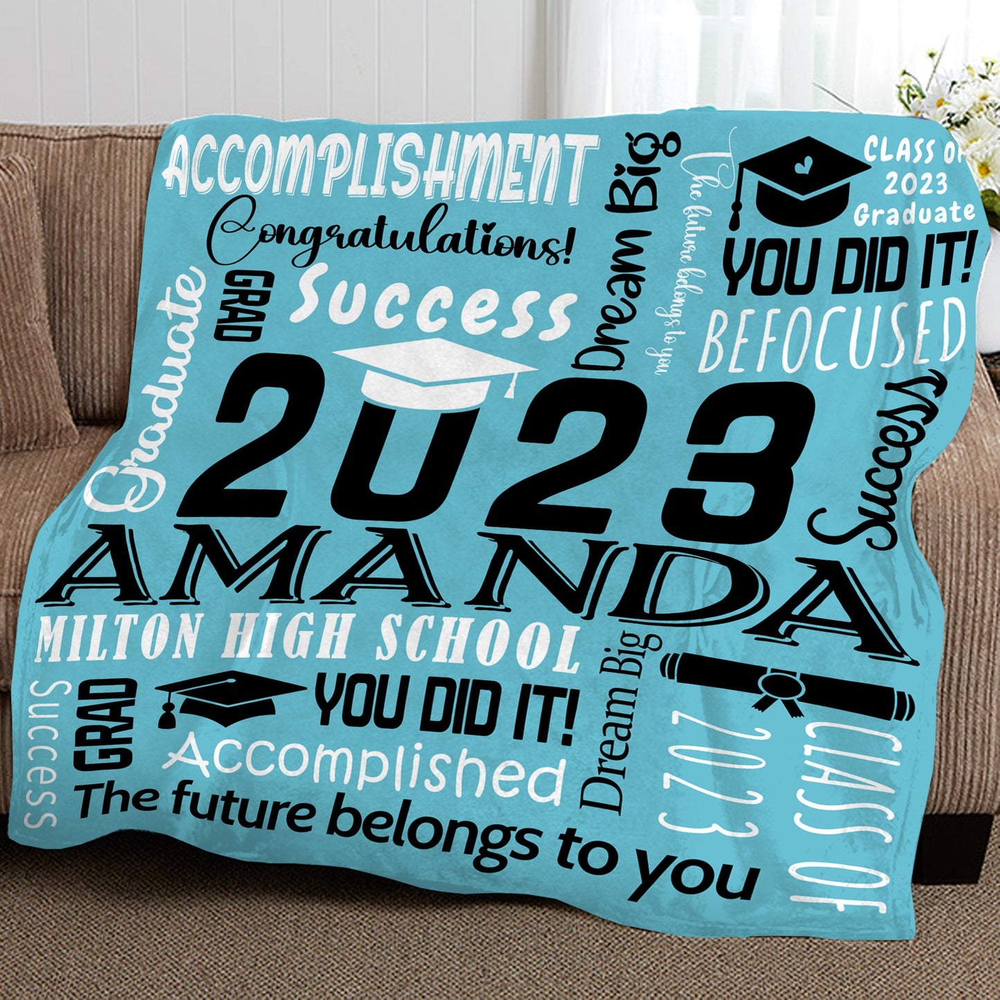 Personalized Graduation Blanket Words Art
