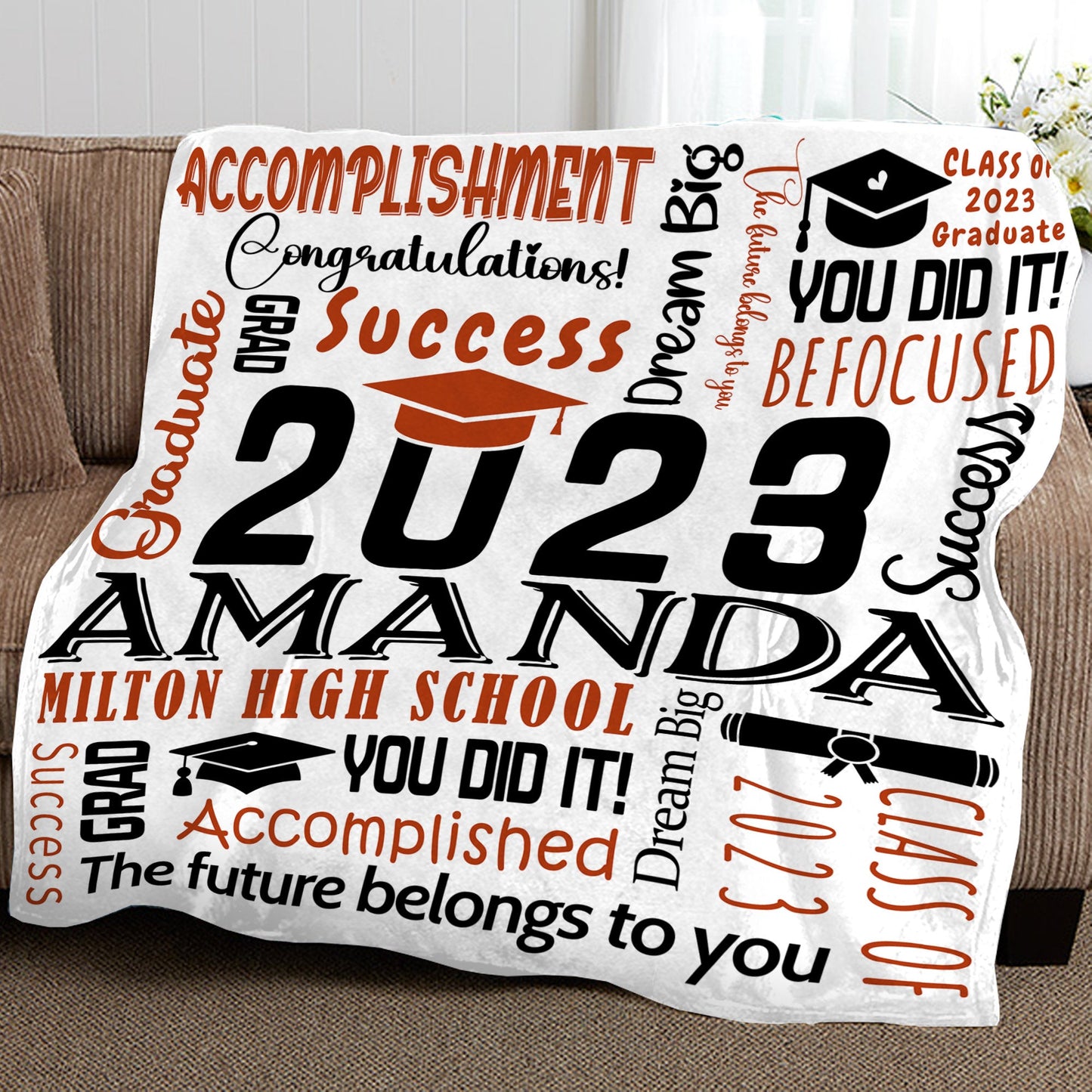 Personalized Graduation Blanket Words Art