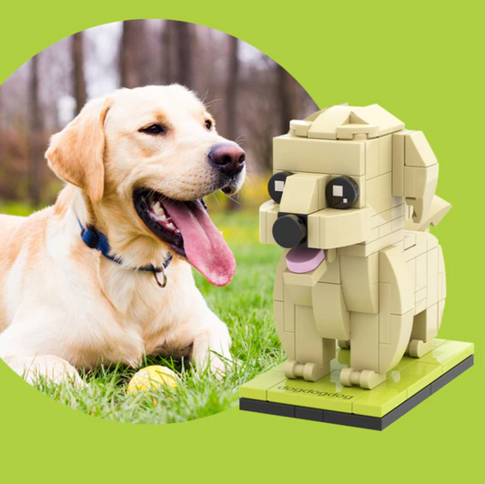 Custom-made Block Figure of a Labrador Made with Small Blocks