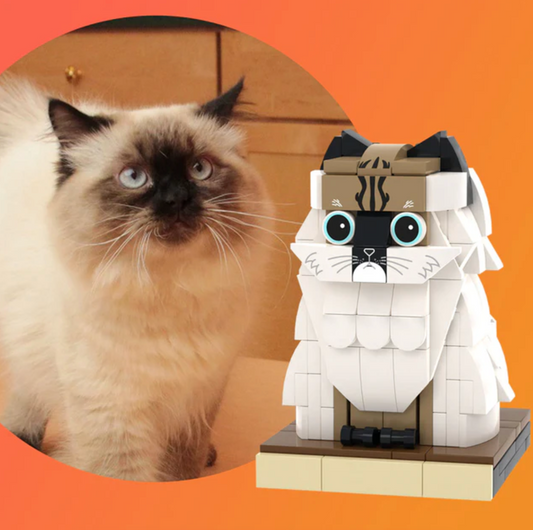 Custom-made Block Figure of One Cat Made with Small Blocks