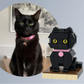 Custom-made Block Figure of One Black Cat Made with Small Blocks