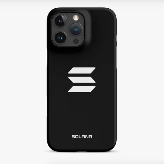 Black phone case with Solana logo on a white background