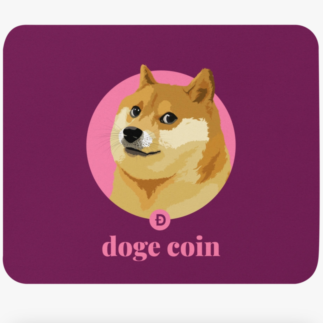 Doge Coin Logo Mouse Pad Pink