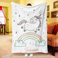 Custom Cute Closed Eyes Unicorn Name Blanket