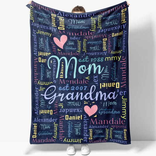 Personalized Mom/Nana/Auntie Blanket Name Art