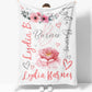 Personalized Minky Fleece Water-color Flower Baby Blanket