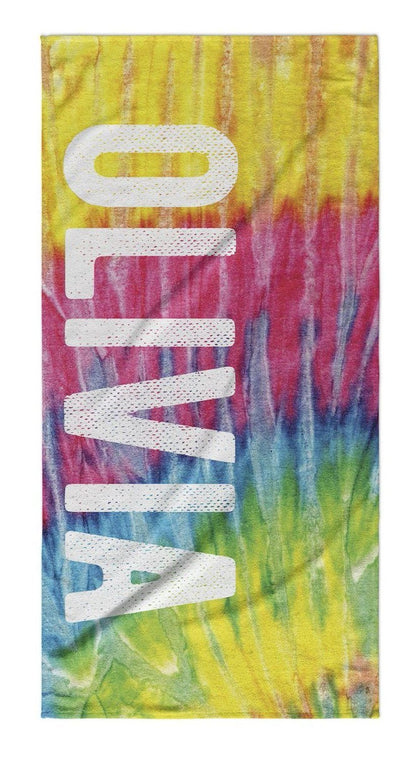Personalized Beach Towel Tie Dye Colorful