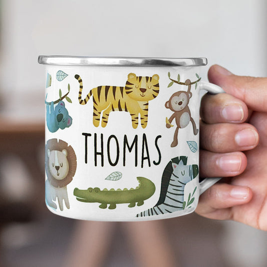Personalized Multi Colors Rim Enamel Zoo Kids Mug | 22112819