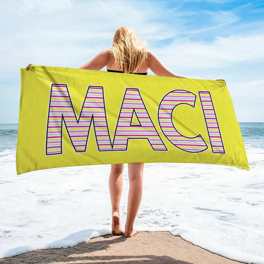Personalized Beach Towel Striped Letters
