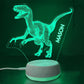 Personalized 3D Dinosaur T-rex Night Lights with Name 7/16 Colors Changing Led Lamp