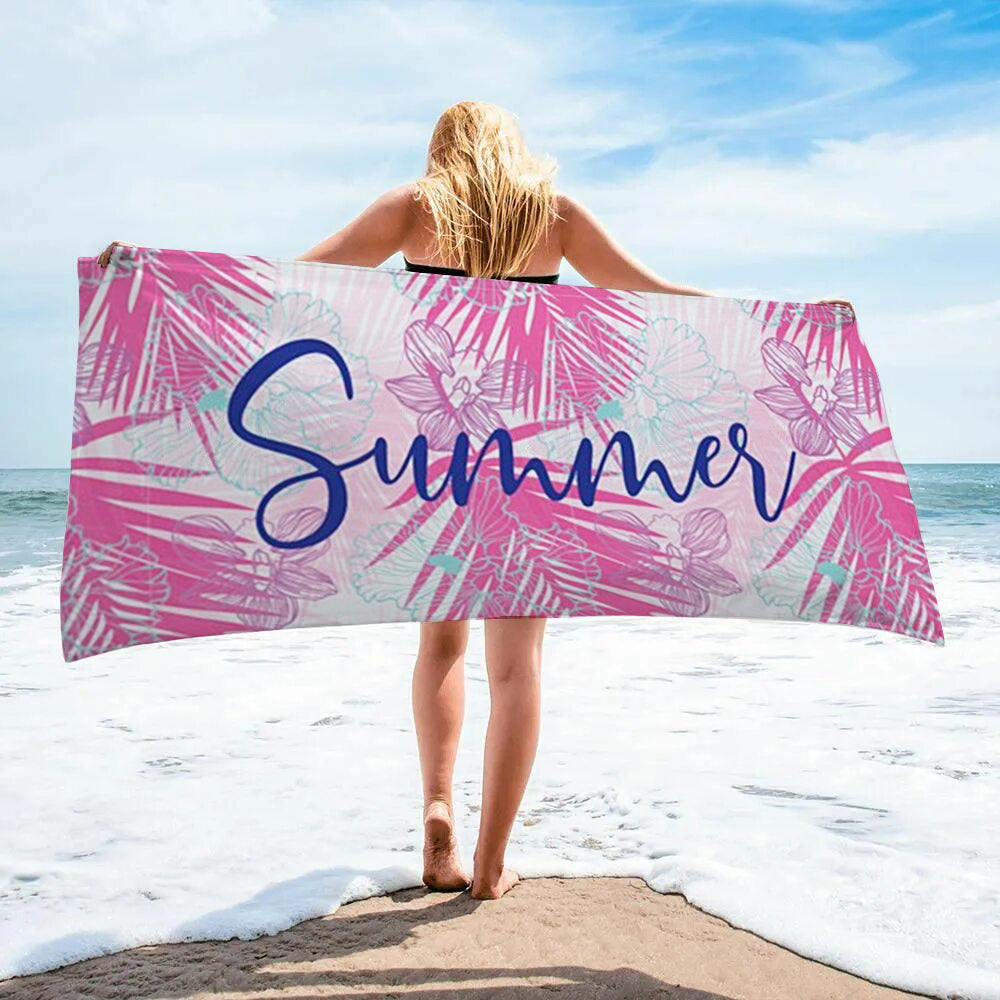 Personalized Microfiber Beach Towel Floral Line