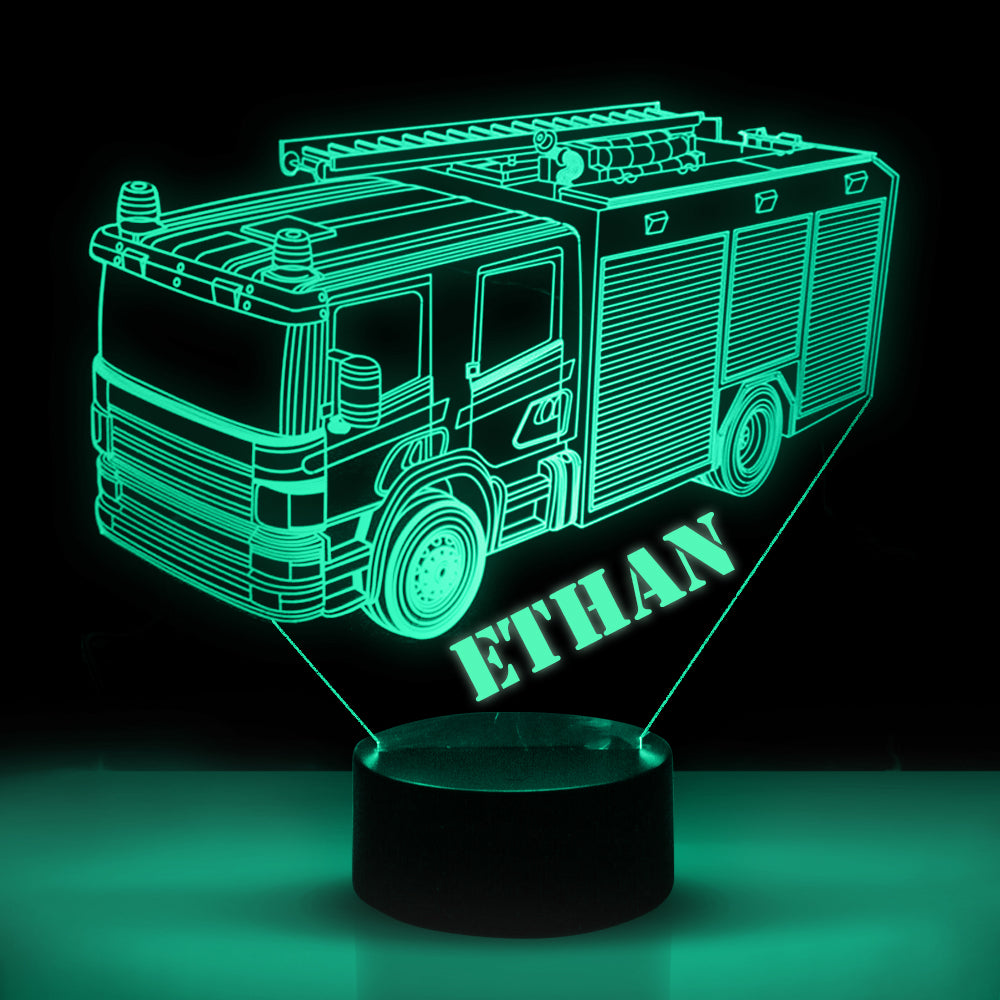 Personalized 7/16 Color Changing Fire Truck 3D Illusion Led Lamp