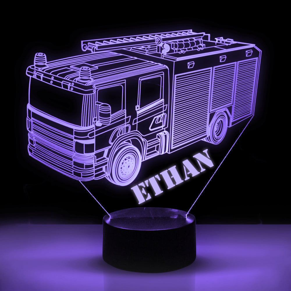 Personalized 7/16 Color Changing Fire Truck 3D Illusion Led Lamp