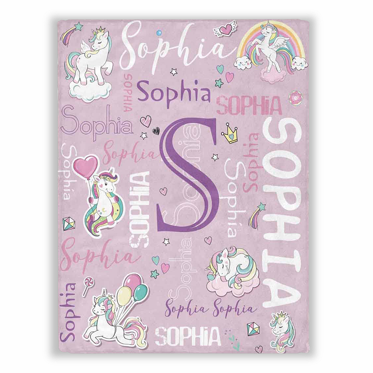 Custom Unicorn Name Blankets With Initial
