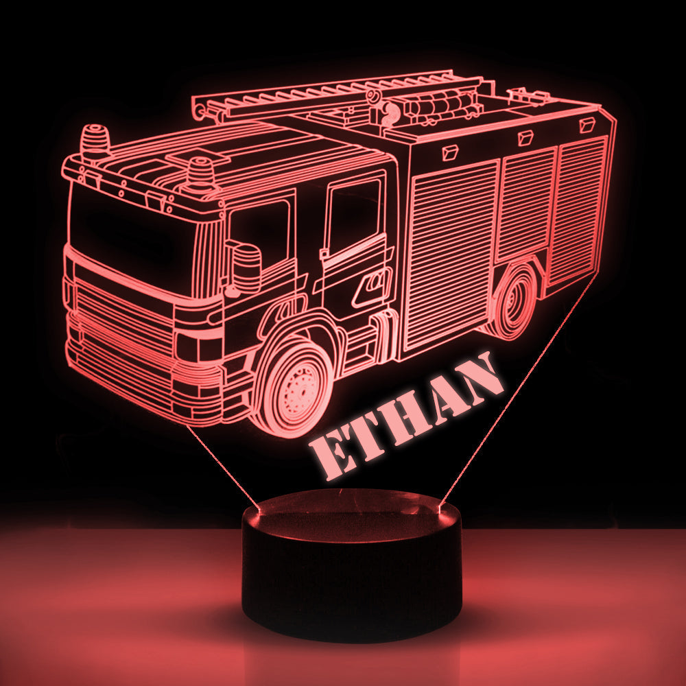 Personalized 7/16 Color Changing Fire Truck 3D Illusion Led Lamp