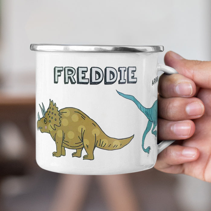 Personalized Multi Colors Rim Enamel Dinosaur Mug | 22112824