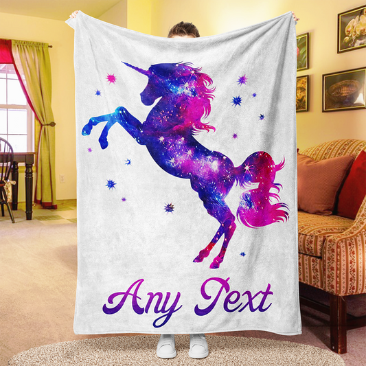 Custom Galaxy Unicorn With Name Blanket