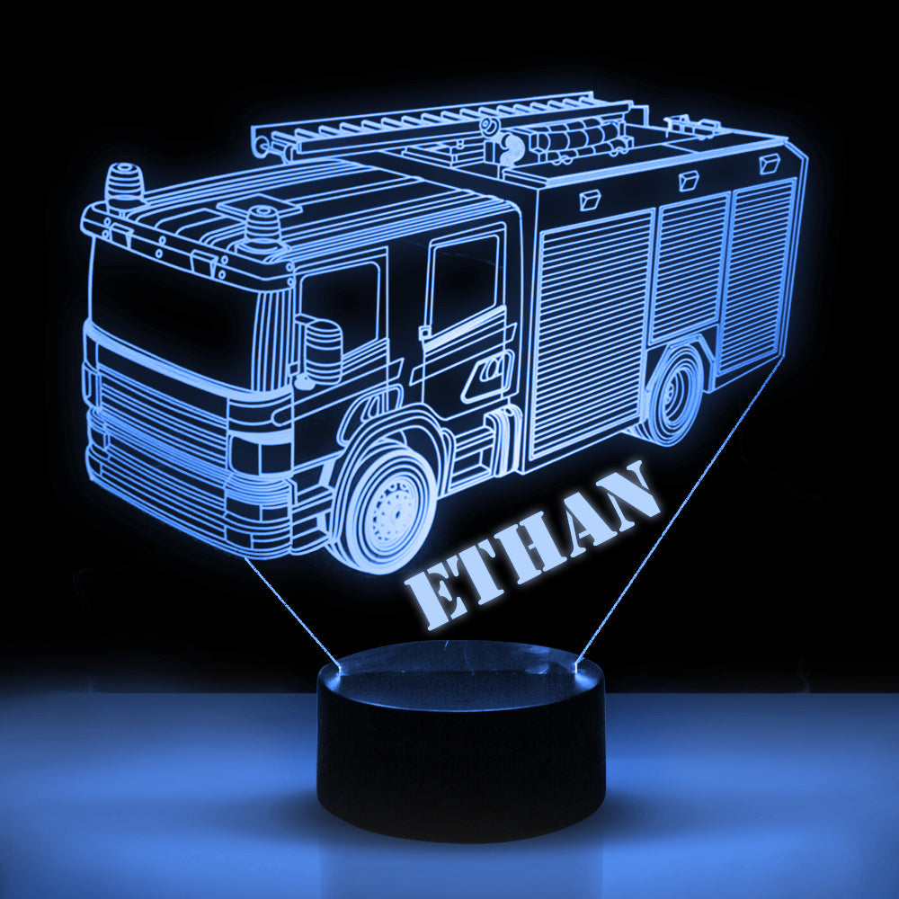 Personalized 7/16 Color Changing Fire Truck 3D Illusion Led Lamp
