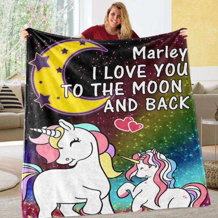 Personalized Magical Unicorn Fleece Blanket 03
