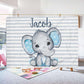 Personalized Elephant Name Fleece Blanket Blue