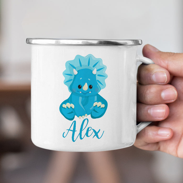 Personalized Multi Colors Rim Enamel Dinosaur Kids Mug | 22112802