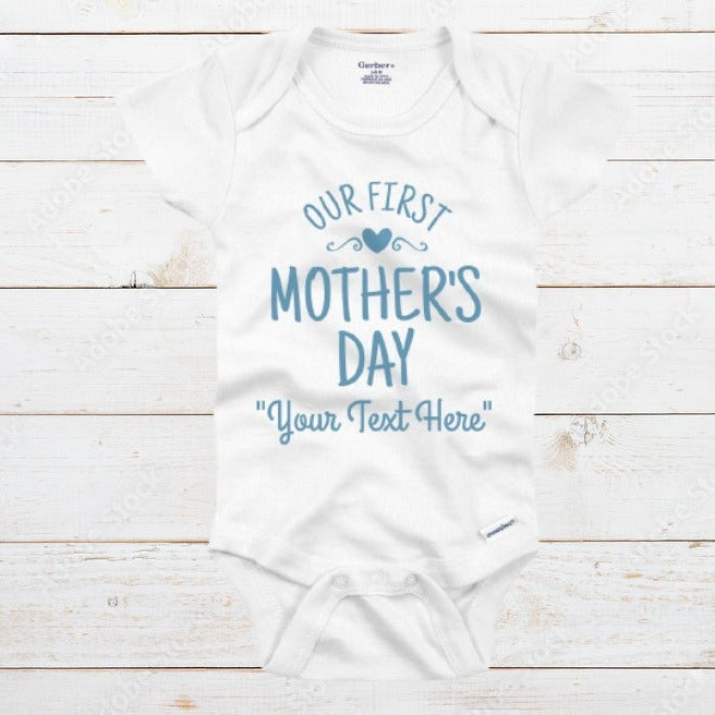 Personalized Baby Onesie Our First Mother's Day Heart