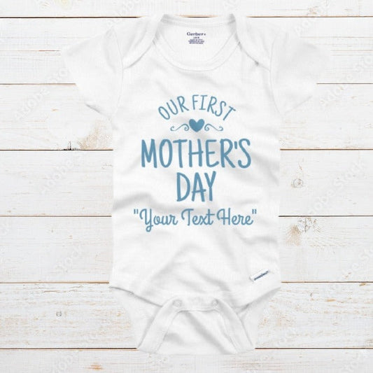 Personalized Baby Onesie Our First Mother's Day Heart